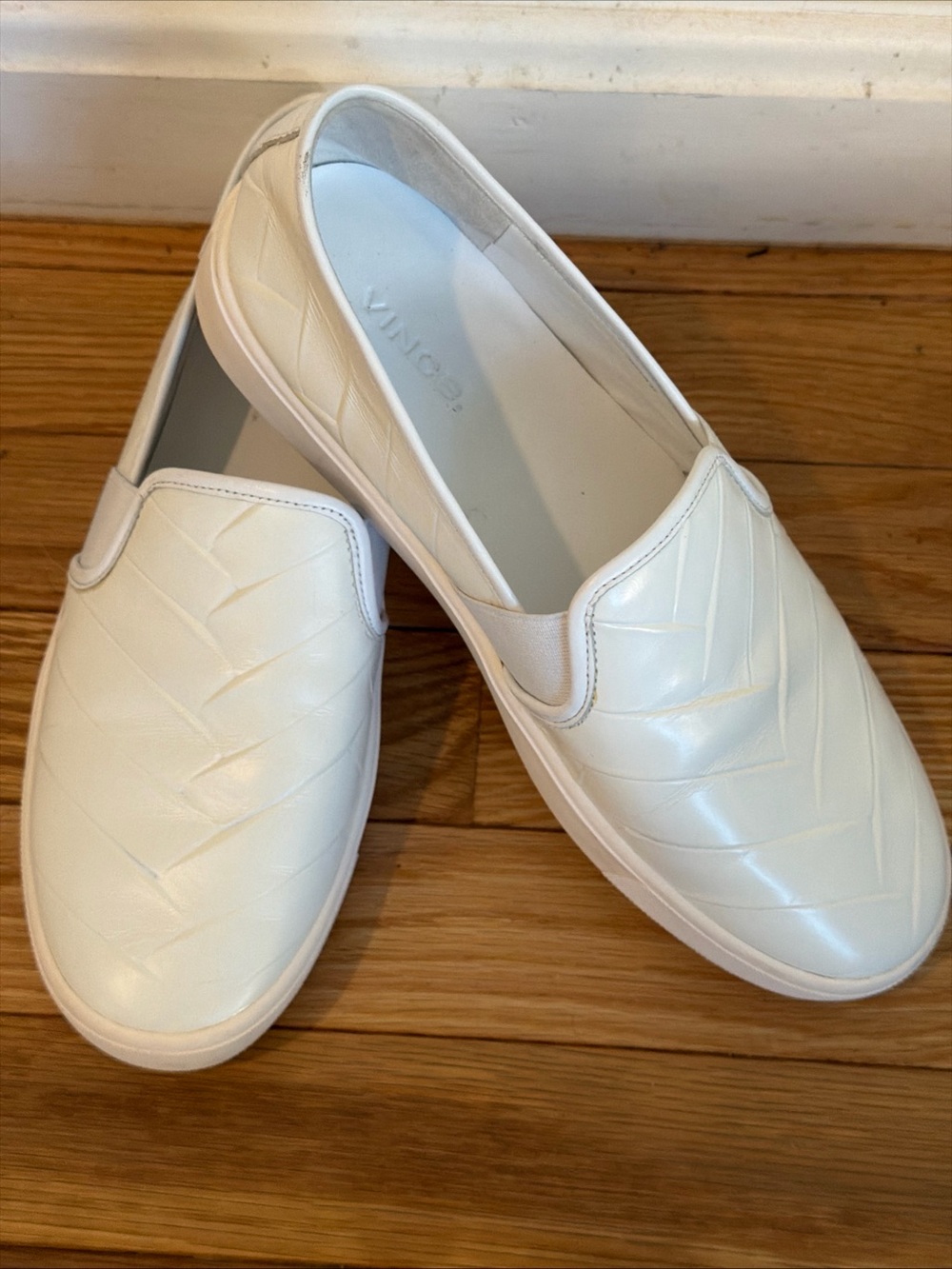 Vince White Quilted Slip-On Flats